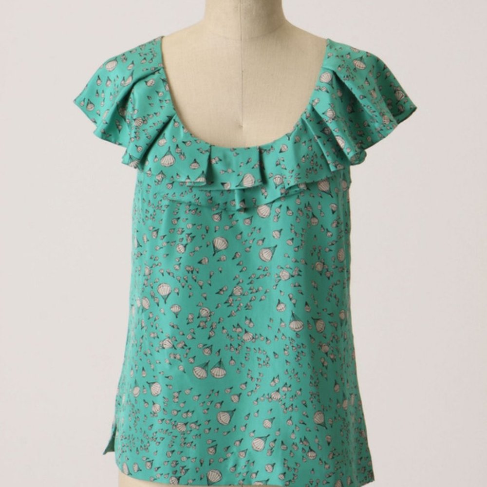 Anthropologie Tandem Jump Silk Blouse, FEI